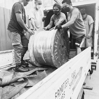 Large industrial THHN wire reel prepared for delivery